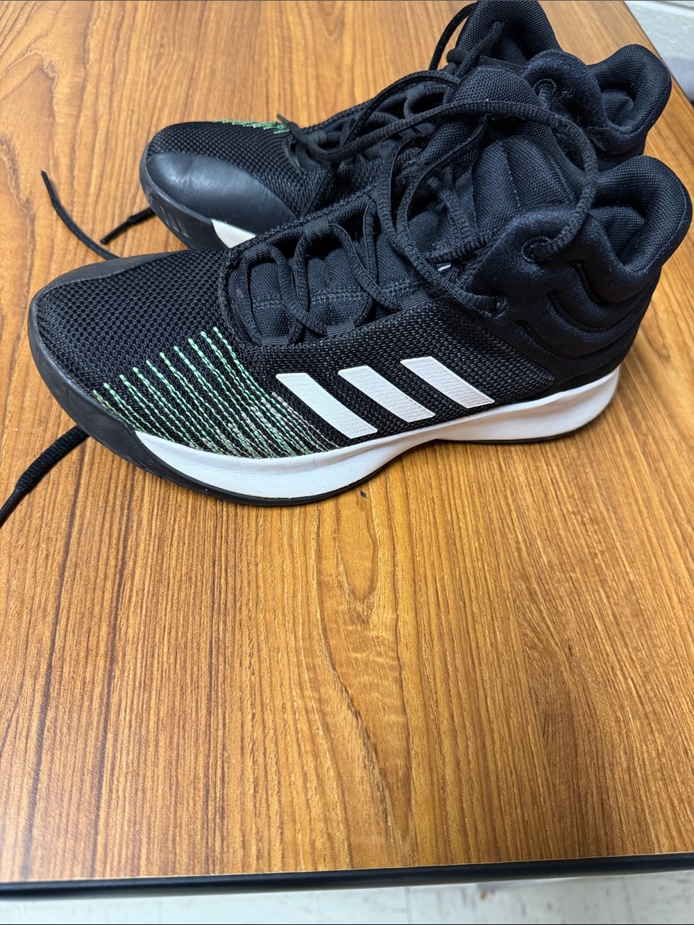 adidas Black Basketball Shoes with Green Stitch Accents